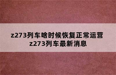 z273列车啥时候恢复正常运营 z273列车最新消息